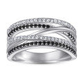 wholesale S925 Sterling Silver Zircon Multi-Row Ring for Women, European and American Fashion Personality Five-Row Stackable Ring-0-1