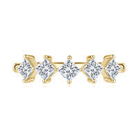 S925 Silver Seven-Flower Semi-Ring with Moissanite-Simple geometric design [K gold]  6.5 USD