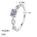 S925 Sterling Silver Moissanite Ring, Interlocking Oval Design, Delicate and Trendy-0-3