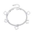wholesale S925 silver square bead bracelet for women students, personalized fashion geometric double-layer accessory, popular live streaming hand jewelry-0-4