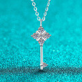 S925 Silver Moissanite Key Pendant Necklace, Creative and Minimalist-0-4