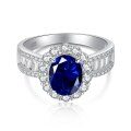wholesale S925 Sterling Silver European Style French Women's Ring with 8A Deep Blue Zircon, High-End Design, Versatile Proposal Accessory-0-6