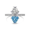 wholesale S925 Sterling Silver French Classic Women's Ring, Small and Unique, Luxurious and Elegant with a Sense of Sophistication, Featuring Blue Ice-Cut 8A Zircon-0-9