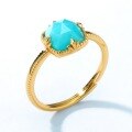 wholesale 925 Silver Japanese and Korean New Style Minimalist Geometric Amazonite Ring, Fashionable OL Adjustable Open Ring for Wholesale-0-3