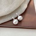 wholesale S925 sterling silver brushed round bead earrings, fashionable minimalist style, heavy-duty ear accessories, trendy new Korean and Japanese collection-0-1