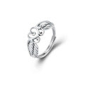 wholesale 925 Sterling Silver Adjustable Open Heart Angel Wing Ring Vintage Women's Jewelry-0-4