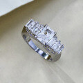 wholesale S925 Sterling Silver 5*7 Square Prong Zircon High-end Wedding Fashion Ring for Women Valentine's Day Xiaohongshu Style-0-1