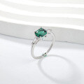 wholesale Silver-plated Lab-Created Emerald Asscher Cut Ring for Women-0-2