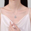 wholesale S925 Sterling Silver Pear Shape Moissanite Necklace for Women, Sunflower Teardrop Pendant Elegant and Sophisticated Collarbone Chain-0-3