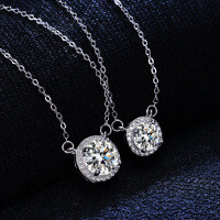 Sterling Silver 1-Carat Moissanite Pendant Necklace for Women-2 carats (set with moissanite)  925 silver