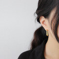 wholesale S925 Sterling Silver Korean-style INS Minimalist Geometric Oval Hoop Earrings, Gold-plated Retro Ear Cuffs-0-2
