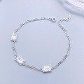 wholesale S925 Sterling Silver Fashion Geometric Square Zircon Bracelet Simple and Elegant Minimalist Niche Design Gift for Girlfriend-0-0