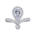 wholesale Metal material first, Mu Jing Jewelry new pear-shaped teardrop crown 6*9 diamond ring for women, fashionable and versatile, available for drop shipping-0-4