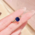 wholesale S925 Sterling Silver Simulated Sapphire Heart-Shaped Ring for Women, 6*7 Ice Flower Cut, Live Stream Hot Seller-0-1