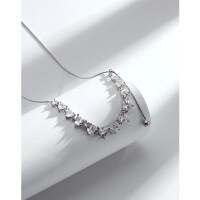 wholesale 925 Sterling Silver Heart Bow Y-Necklace for Women, Minimalist and Elegant, Versatile Collarbone Chain, Layering Piece-Bow necklace platinum &gt; 925 silver