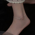 wholesale S925 silver minimalist smooth bead anklet for women, elegant ethnic style trendy ankle jewelry S5371-0-3