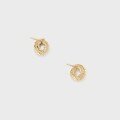 wholesale 14K Gold Plated S925 Silver Feather Circle Hollow-Out Earrings, Retro Minimalist Style for 2023-0-4