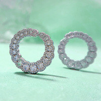 wholesale High-carbon steel new 40 pigeon blood red diamond earrings, European and American retro luxury high-end earrings-E190 White Diamond &gt;925 Silver