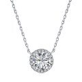 wholesale S925 Sterling Silver Cross-Border One-Carat Round Halo Set Simulated Diamond Ocean Star Pendant Necklace Women's Collarbone Chain-0-5