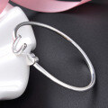 wholesale S990 Sterling Silver Love Heart Bracelet for Women, Korean Style Minimalist Niche Design Open Bangle, Versatile Thin Jewelry Wholesale-0-3