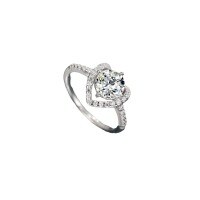 S925 Sterling Silver Moissanite Women's Ring, 1 Carat Heart Full Diamond.-[Super Sparkling Zirconia] 1 Carat Ring  Size 8 (US Size)