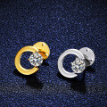 925 Silver Moissanite 1ct Four-Prong Brooch Convertible Earrings Manufacturer for Live Streams-0-4