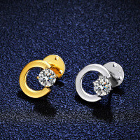 925 Silver Moissanite 1ct Four-Prong Brooch Convertible Earrings Manufacturer for Live Streams-1-carat solitaire set with a moissanite (white gold)  925 silver