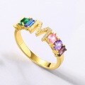wholesale S925 Sterling Silver European-style Rainbow Series Dopamine Jewelry Zircon Letter Ring Wholesale Manufacturer-0-3