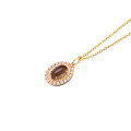 wholesale 925 silver gold-plated autumn new tea crystal set retro Japanese limited necklace pendant for women-0-4