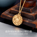Gold-Plated New Chinese Style Eight Treasures Compass Necklace-0-0