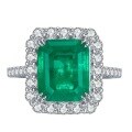 wholesale S925 silver style 5ct simulated emerald cut 10*12 geometric ring cross-border edition-0-3