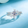 S925 Sterling Silver Moissanite Snowflake-Inspired Halo Engagement Ring with Dazzling Fire-0-0