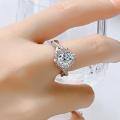 wholesale S925 Sterling Silver Cross-Border Exclusive D Color Moissanite Ring, 1 Carat Queen's Royal Style Engagement Ring for Women-0-1