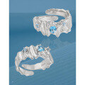 wholesale S925 Sterling Silver 801 Original Niche High-End Irregular Pleat Design Inlaid with Blue Zircon Ring for Women-0-1