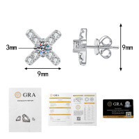 S925 Sterling Silver Moissanite X-Shaped Earrings-10 points + 10 points D-color moissanite  925 silver