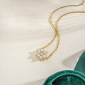 S925 Silver Pendant with 1-Carat Moissanite Necklace, Sunflower Snowflake Design-0-1