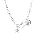 wholesale S925 Sterling Silver Vintage Multi-Element Collarbone Chain with Interlocking Round Pendant, Hollow Heart, and Five-Pointed Star Accessory Necklace-0-4
