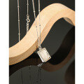wholesale S925 Sterling Silver 319 Korean Version Collarbone Chain Ins Niche Minimalist Geometric Square Plate English Pendant Necklace for Women-0-1