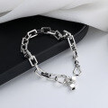 wholesale S925 Sterling Silver Heavy Work O-Link Bracelet, Bold Style, European and American Trendy Streetwear Fashion Hip-Hop Jewelry for Women-0-1