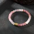 wholesale Stainless steel strawberry quartz pink quartz bead bracelet peach blossom love charm women's Valentine's Day gift-0-1