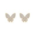wholesale [] 925 Gold Plated European and American New Small Design Earrings for Women, Ins Style Fashion Butterfly Moissanite Stud Earrings-0-1