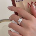 wholesale S925 Sterling Silver Minimalist Niche Rolled Edge Wave Ruffled Open Ring for Women Ins Trendy Cold Tone Index Finger Ring-0-3
