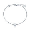 wholesale S925 sterling silver minimalist Korean-style heart-shaped adjustable bracelet for women, gold-plated heart charm gift, factory stock-0-4