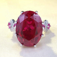 wholesale S925 silver new style pigeon blood red 12*16 exquisitely set high-carbon diamond elegant niche design piece-R715 Red Diamond>No. 6