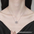 S925 Sterling Silver D Color Moissanite Five-Petal Flower Necklace-0-2