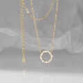 wholesale S925 Sterling Silver Fresh and Sweet Ins Style Niche Design Personalized Minimalist Diamond-Encrusted Circle Necklace Y01852-0-3