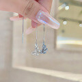 wholesale S925 Sterling Silver Crushed Ice Butterfly Ear Thread Earrings for Women, Hypoallergenic Ear Piercing, Trendy Stud Earrings, High-End Ear Accessories Gift for Girlfriend-0-1
