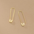 wholesale Sterling silver paper clip earrings for women, Korean style, unique retro safety pin earrings, trendy cool ear accessories E6717-0-3