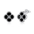 wholesale S925 Sterling Silver Women's Dainty Four-Leaf Clover Zirconia Bead Design Exquisite High-End Earrings-0-10