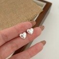 wholesale S925 Sterling Silver Minimalist and Luxe Heart Stud Earrings for Women, South Korea Spring and Summer New Collection, Versatile High-End Earrings-0-3